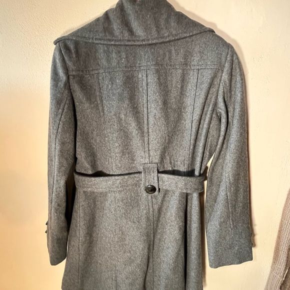 Giacca Wool Blend coat Belted Short Driving  StyleTrench Charcoal Gray size M - Picture 4 of 11
